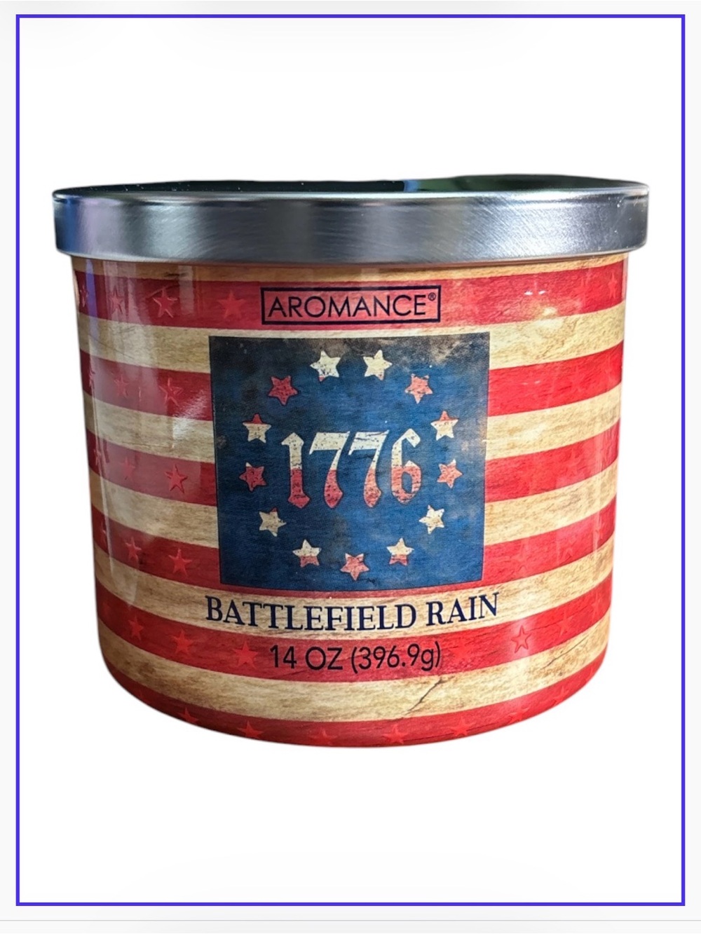 Aromance "1776 Battlefield Rain" 3-Wick Candle - 14 oz NEW